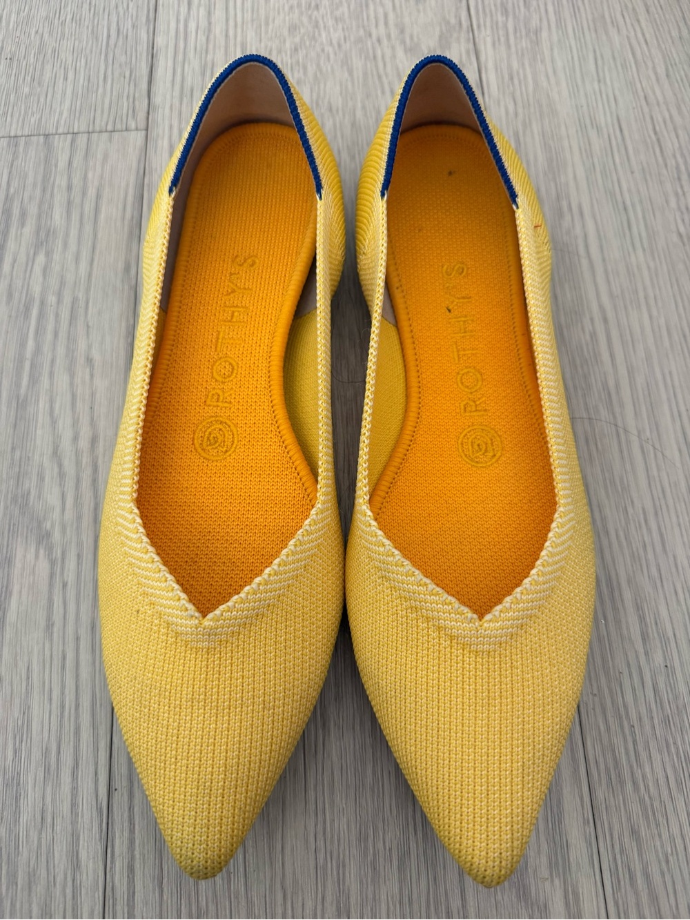 Rothy's The Point Flats Womens Knit Pointed Toe Marigold Yellow Size 7.5